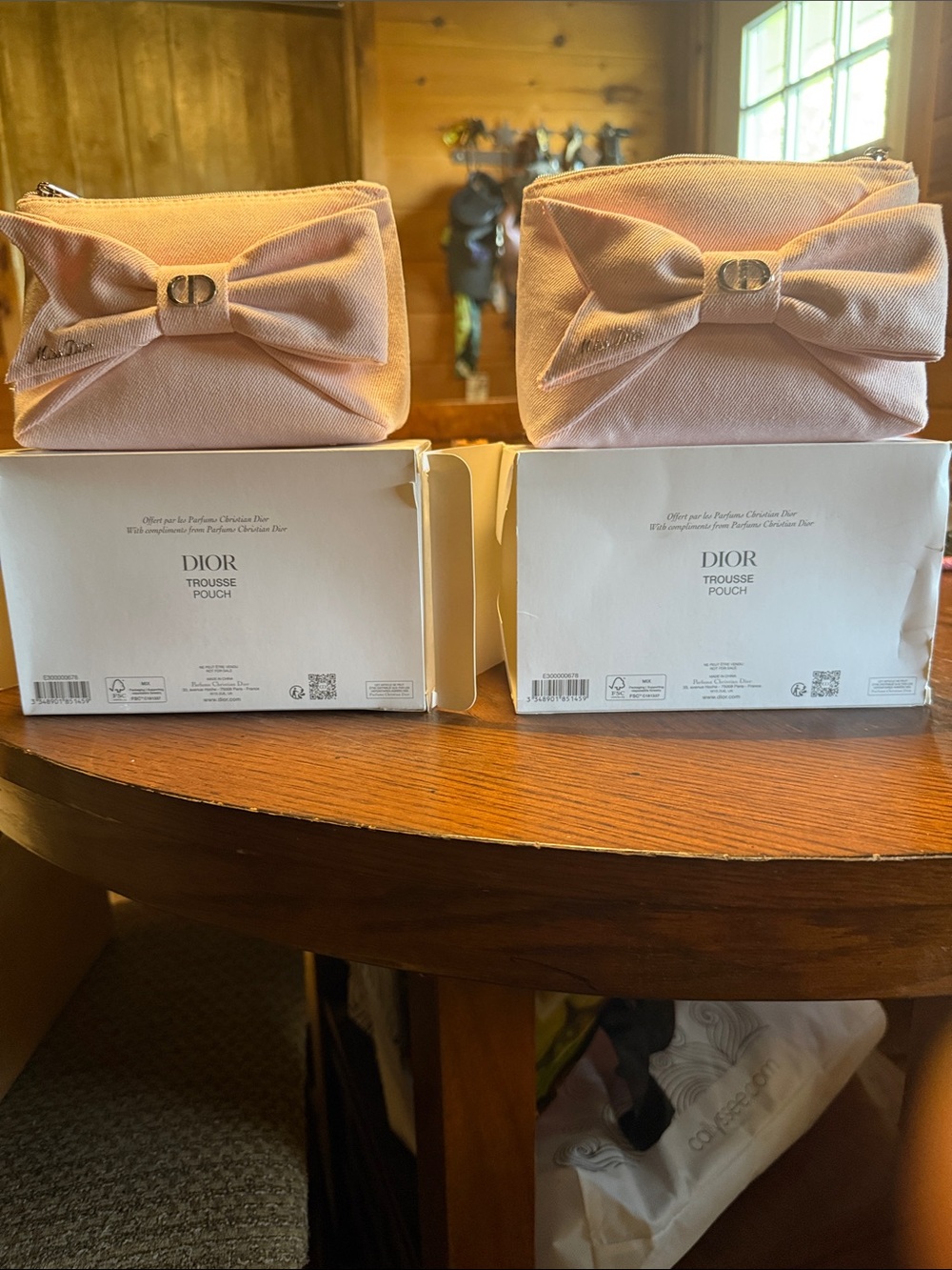 Dior Pink Bow Canvas Trousse Pouch